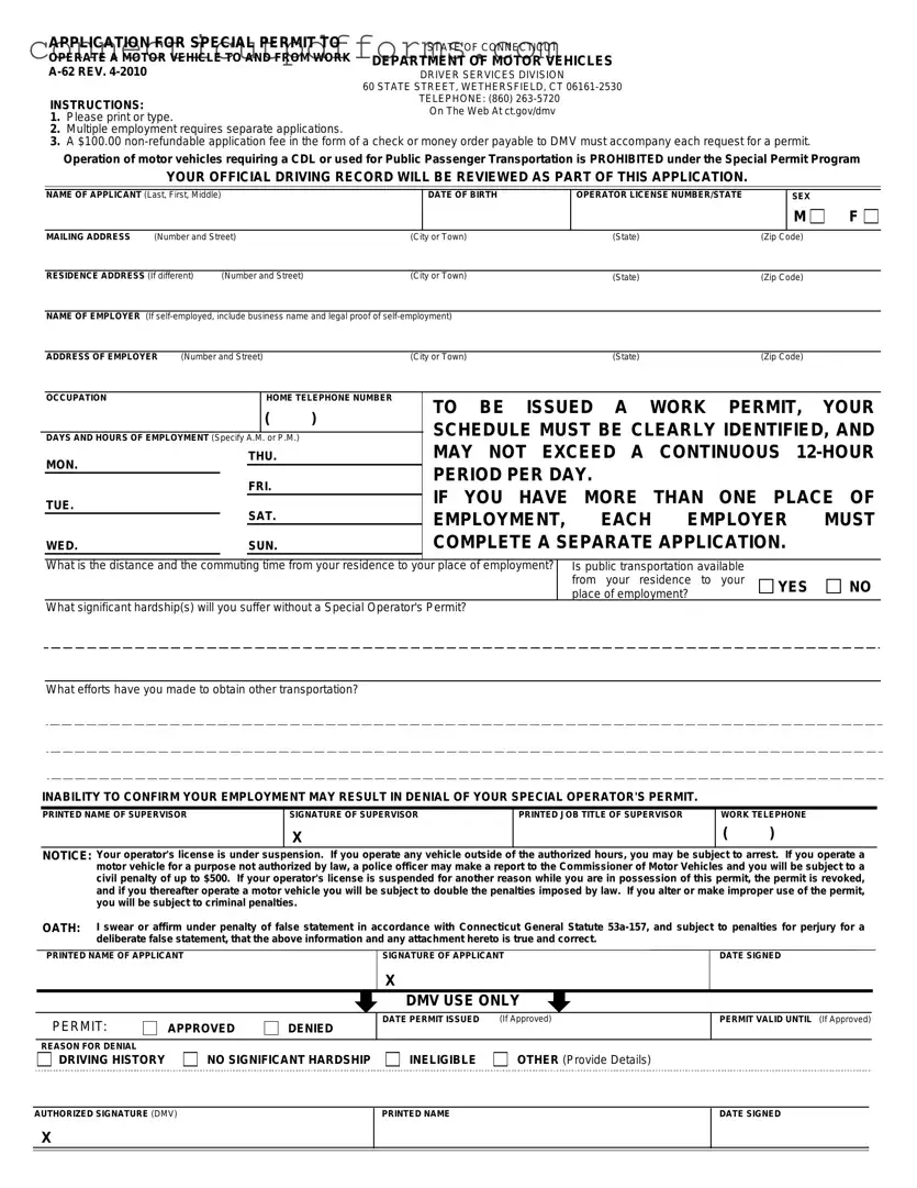 Free Connecticut A 62 PDF Template