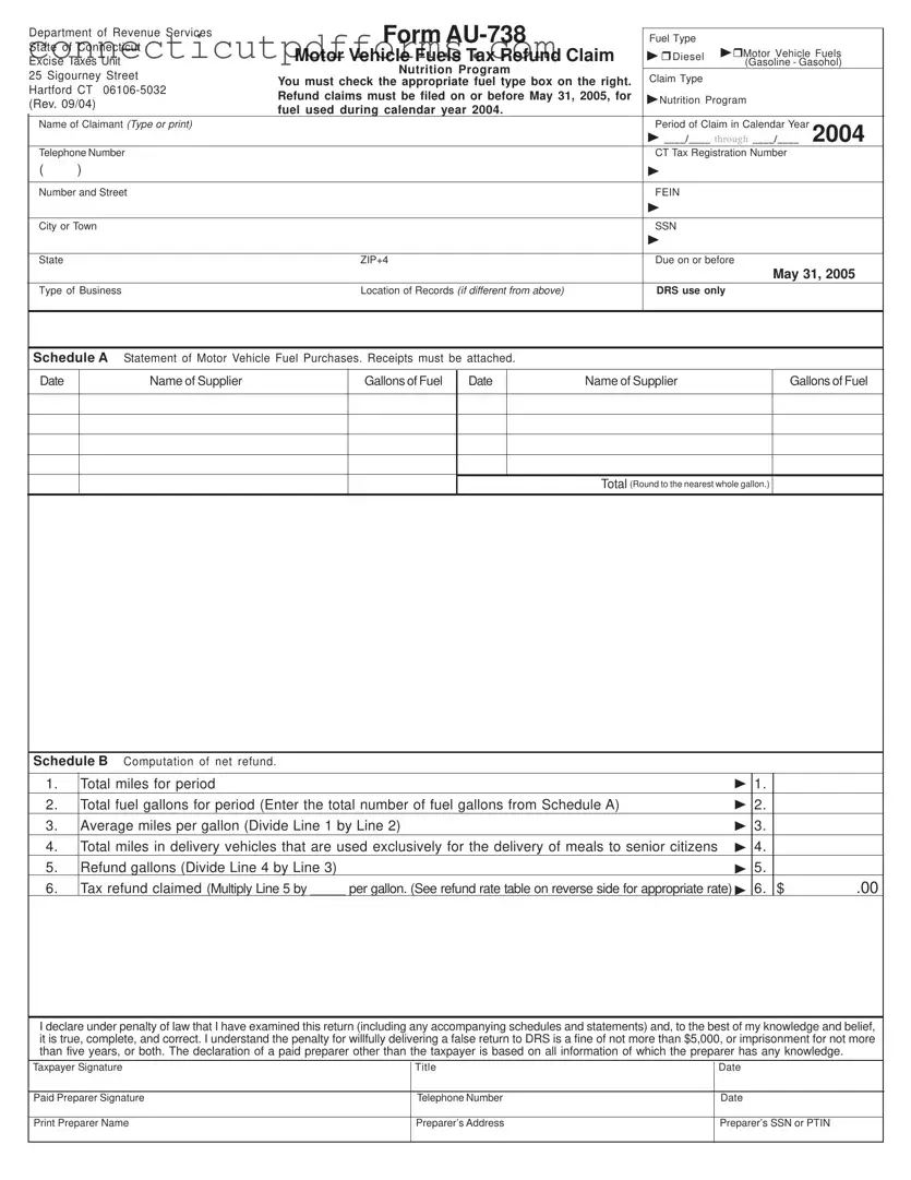 Free Connecticut Au 738 PDF Template