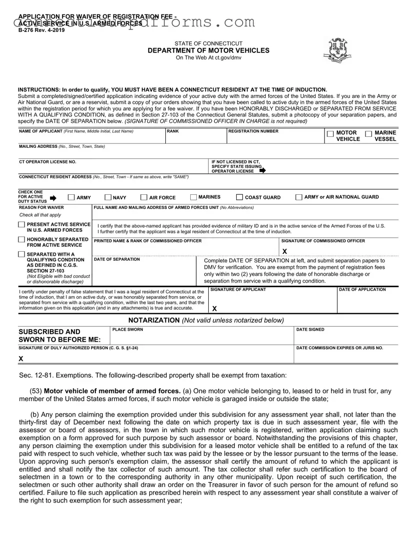 Free Connecticut B 276 PDF Template