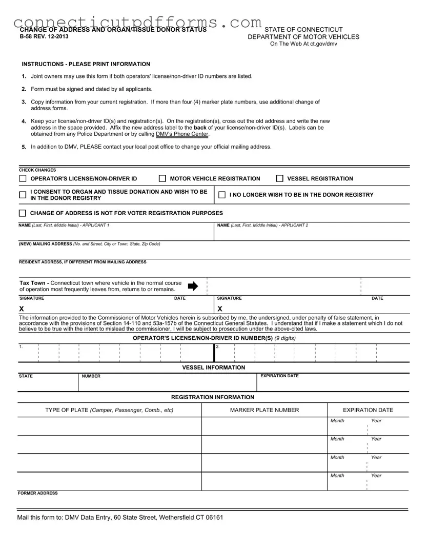 Free Connecticut B 58 PDF Template