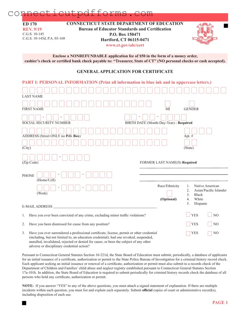 Free Connecticut Ed 170 PDF Template