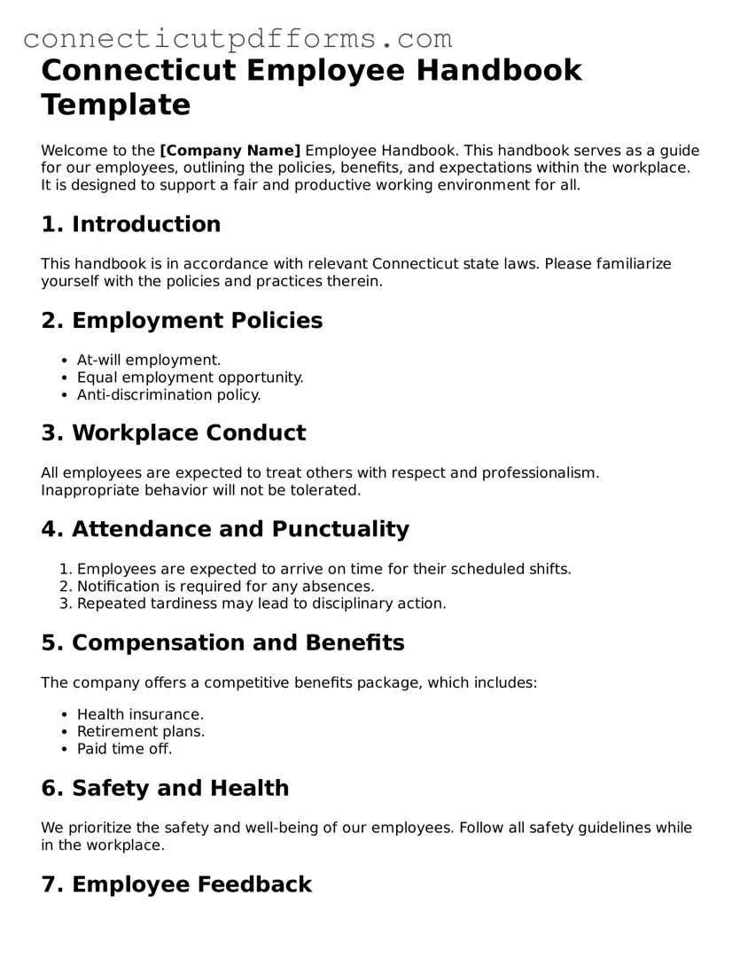Fillable  Employee Handbook Form for Connecticut