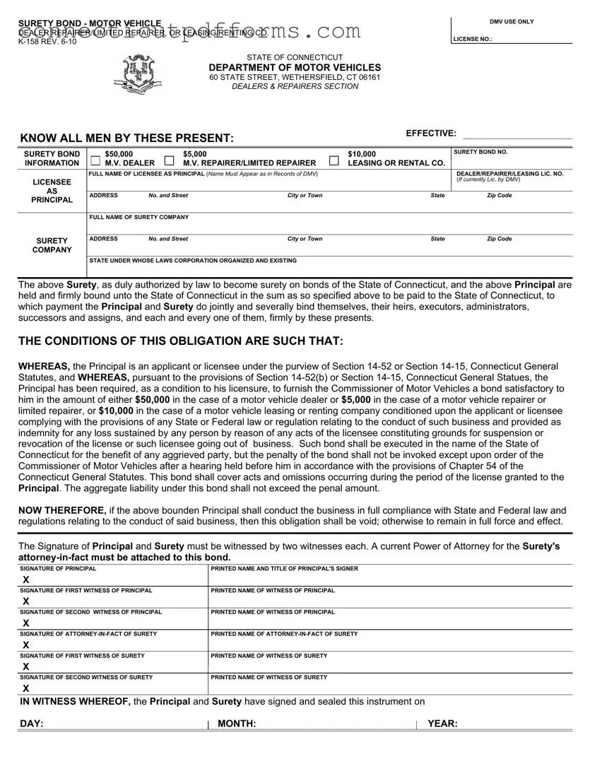 Free Connecticut K 158 PDF Template