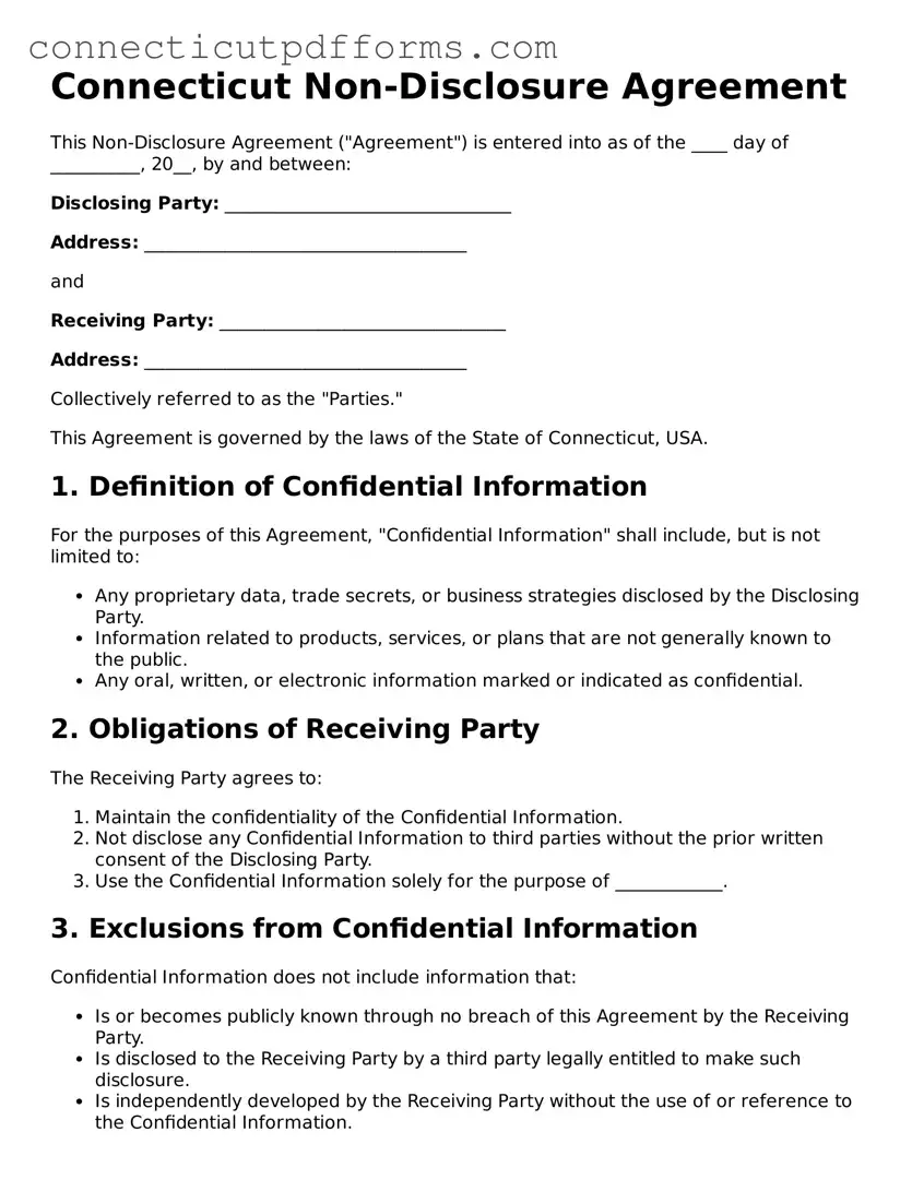 Fillable  Non-disclosure Agreement Form for Connecticut