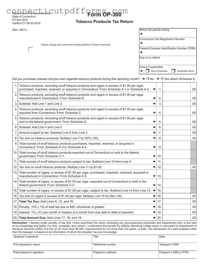 Free Connecticut Op 300 PDF Template