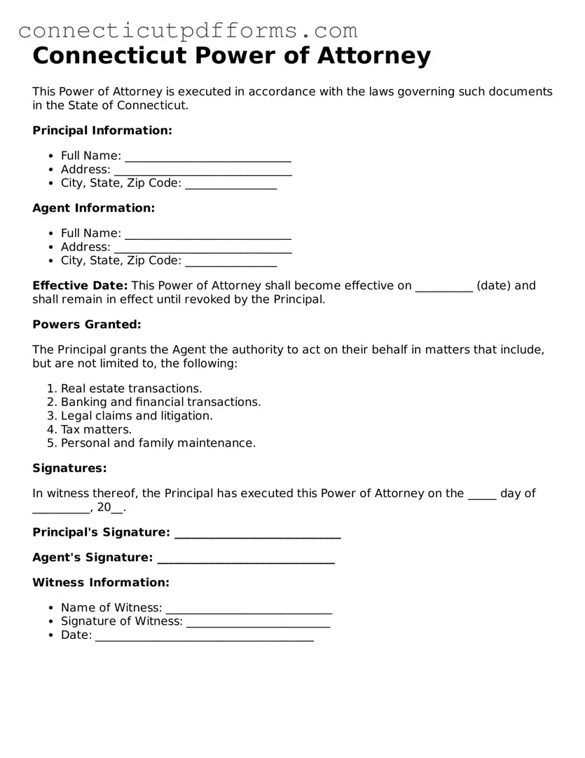 Fillable  Power of Attorney Form for Connecticut