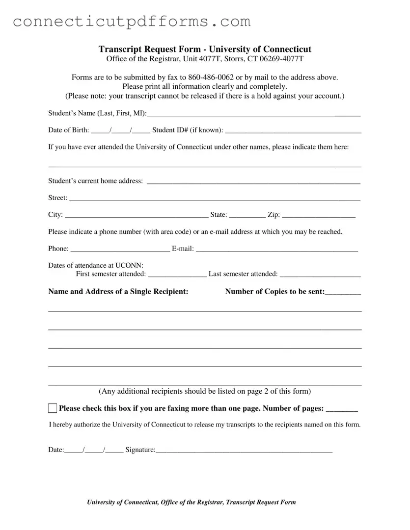 Free Connecticut Transcript Request PDF Template