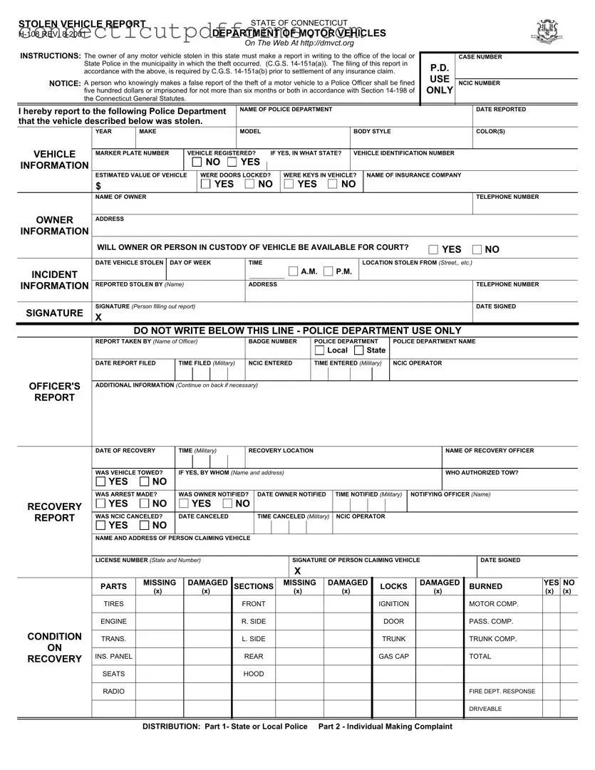 Free H 108 Connecticut PDF Template