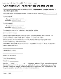 Fillable  Transfer-on-Death Deed Form for Connecticut
