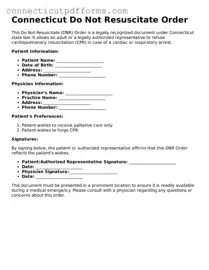 Fillable Do Not Resuscitate Order Form for Connecticut