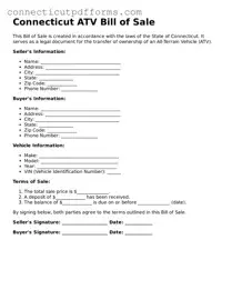 Fillable  ATV Bill of Sale Form for Connecticut