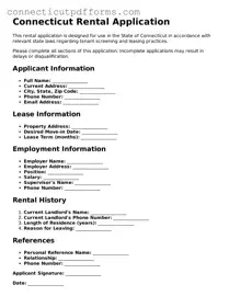 Fillable  Rental Application Form for Connecticut