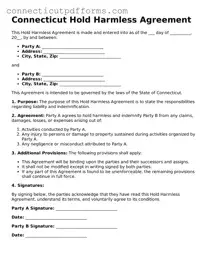 Fillable Hold Harmless Agreement Form for Connecticut