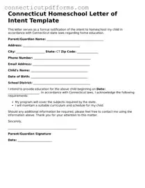 Fillable  Homeschool Letter of Intent Form for Connecticut