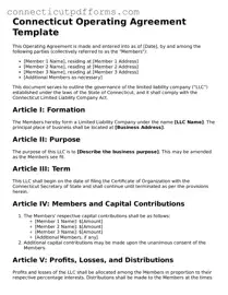 Fillable  Operating Agreement Form for Connecticut