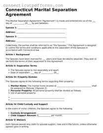 Fillable  Marital Separation Agreement Form for Connecticut