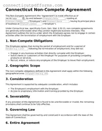 Fillable Non-compete Agreement Form for Connecticut