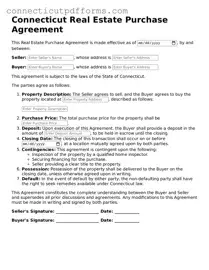 Fillable  Real Estate Purchase Agreement Form for Connecticut