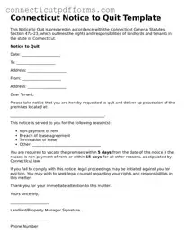Fillable  Notice to Quit Form for Connecticut